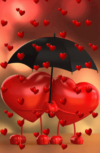 Gif animé coeur parapluie